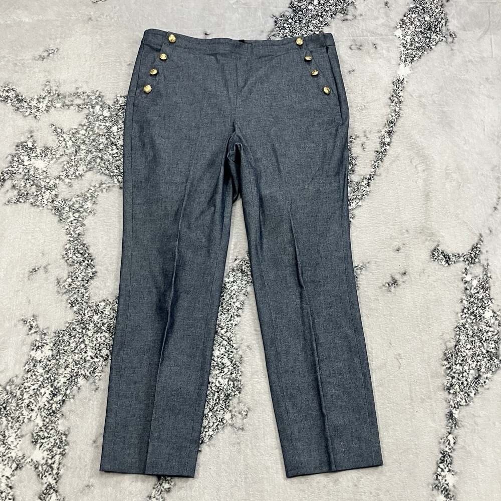 Bananaā Republic Sloan Pants Gray Gold Button Ankle Womens Size 14 Career